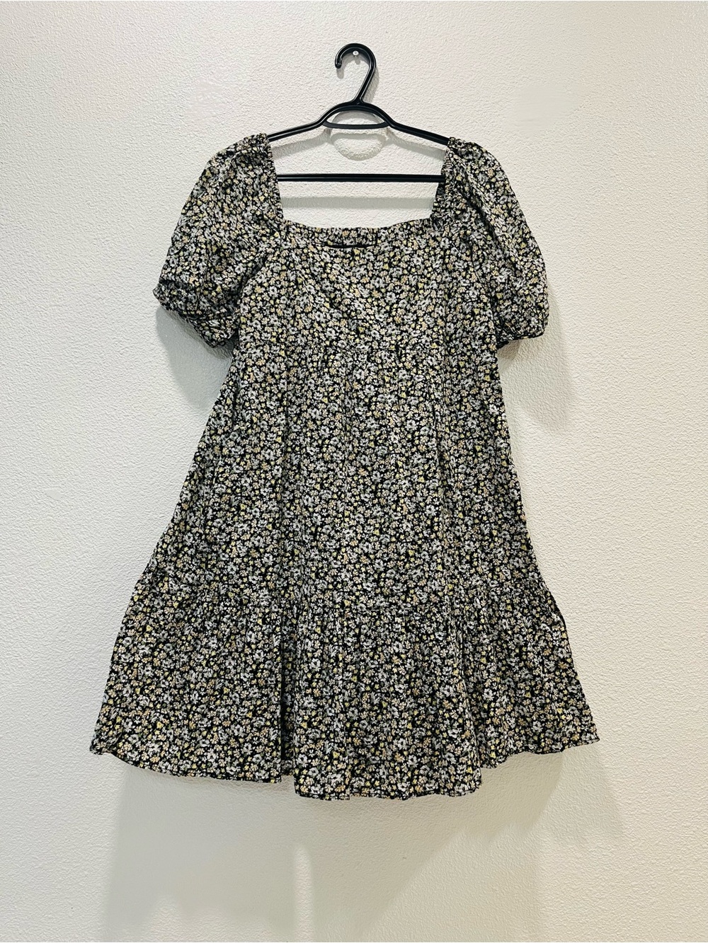 Dress with pockets, Floral Smocked Square design